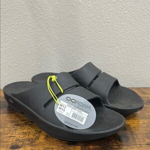 Oofos Black Slide Sandals